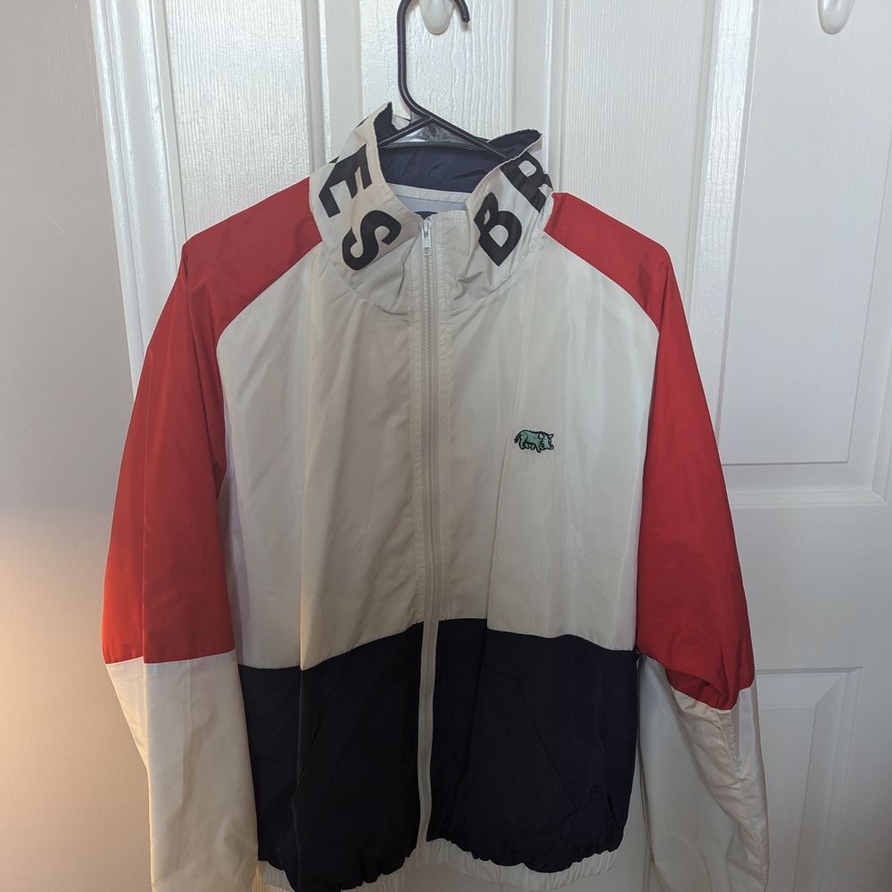 LRed and White Colorblock Jacket